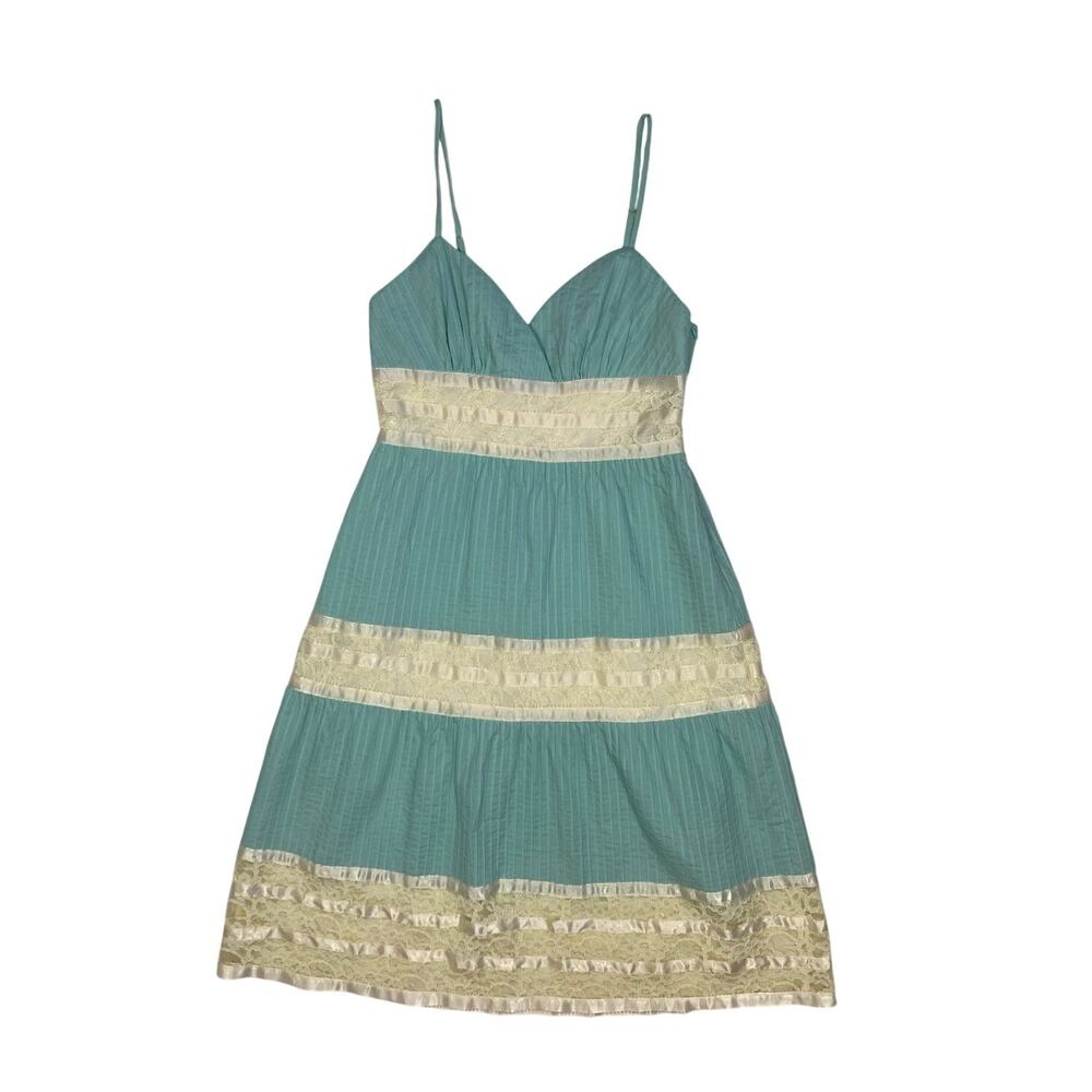 Betsey Johnson Blue and White Tiered Strappy Dress